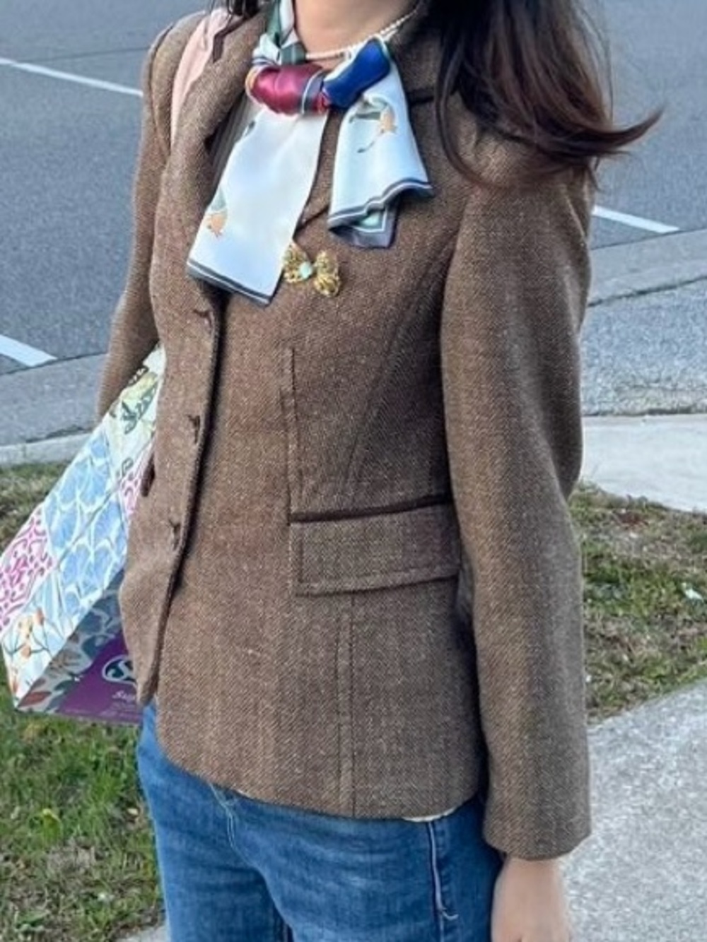 Women's vintage 75% wool tweed blazer